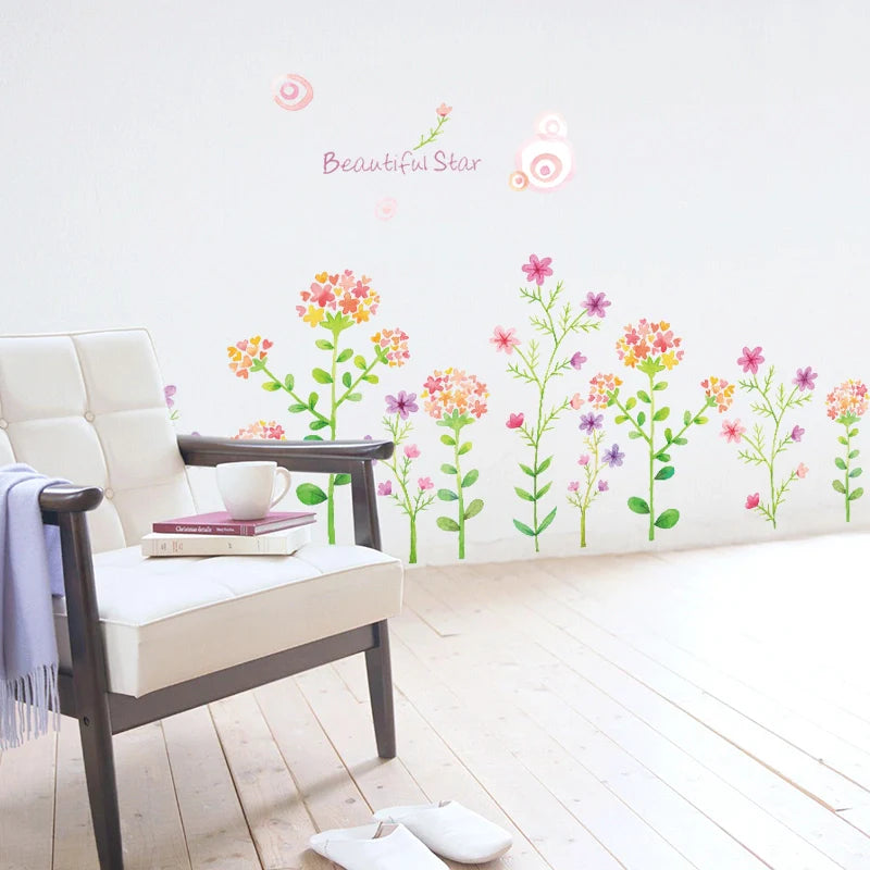 Sk9053 Small Flowers Kick Line Wall Sticker