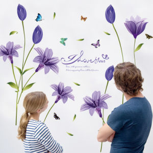 Sk9122b Purple Lily Flowers Wall Sticker