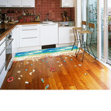 The SK9174N blue beach nano waterproof and oil-proof wall is attached to the porch bedroom floor seamless patchwork sticker PVC