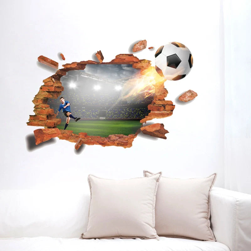 Sk9300 3D Football Broken The Wall Sticker