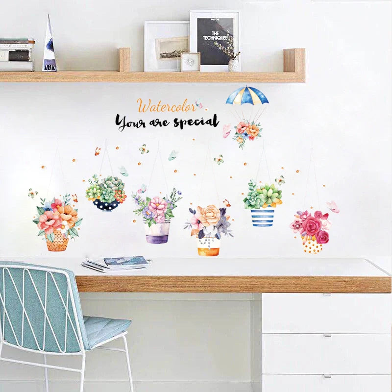 Sk9325 Flower Potted Wall Sticker