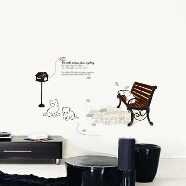 BIG BOOM® Home Decor Black DIY Mural Cat Butterfly Wall Sticker Decal size 20x28 dm350017