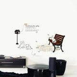 BIG BOOM® Home Decor Black DIY Mural Cat Butterfly Wall Sticker Decal size 20x28 dm350017