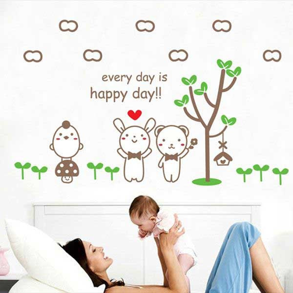 TipTop Wall Stickers Cute Cartoon Animals Tree Pattern size 50x70 dm570123