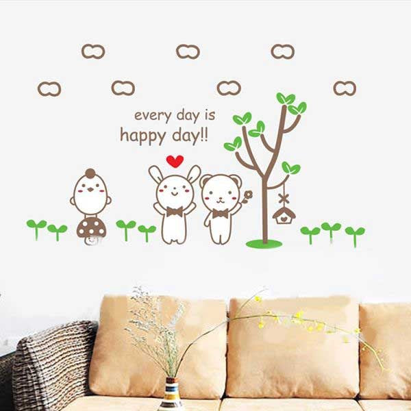 TipTop Wall Stickers Cute Cartoon Animals Tree Pattern size 50x70 dm570123