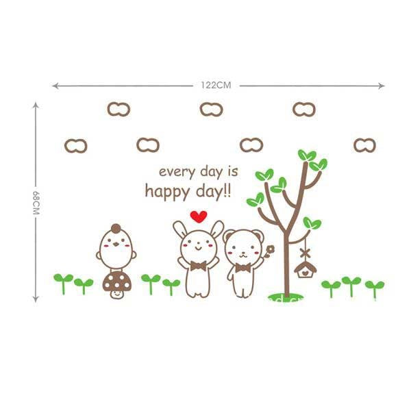 TipTop Wall Stickers Cute Cartoon Animals Tree Pattern size 50x70 dm570123