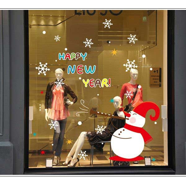 ABQ9801 TipTop Wallstickers ABQ9801 Bling Christmas Style Christmas Snowman Pattern Removable PVC Decals Room