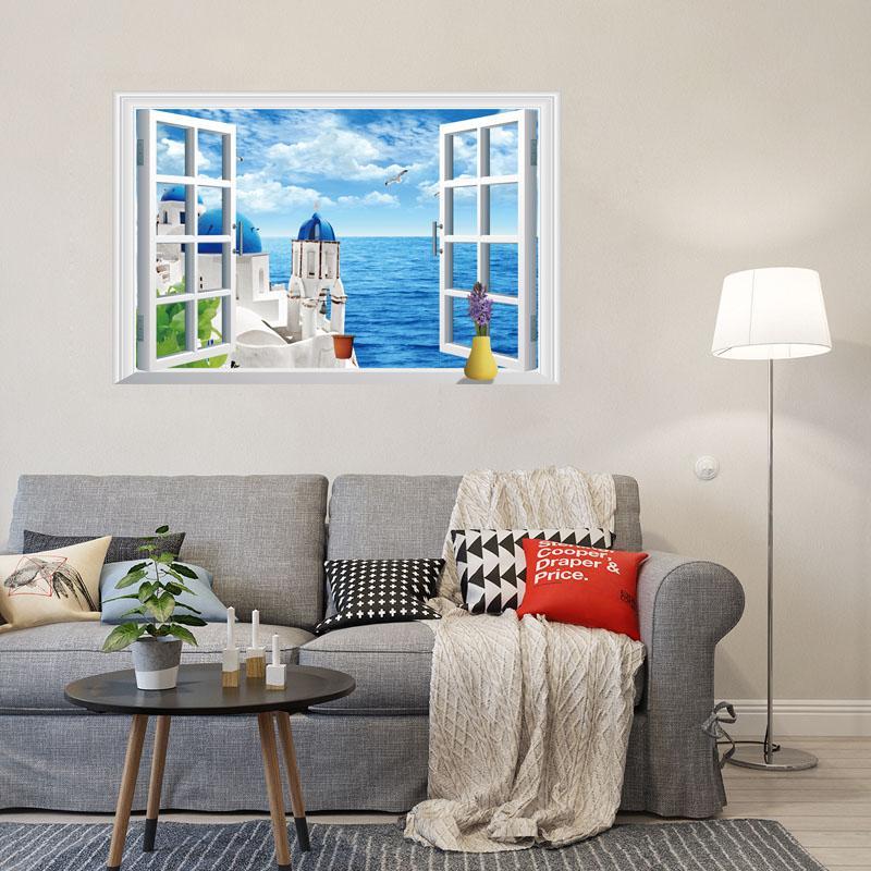 xl8022a window wall stickers removable wall stickers living room sofa backdrop bedroom decorative painting landscapes