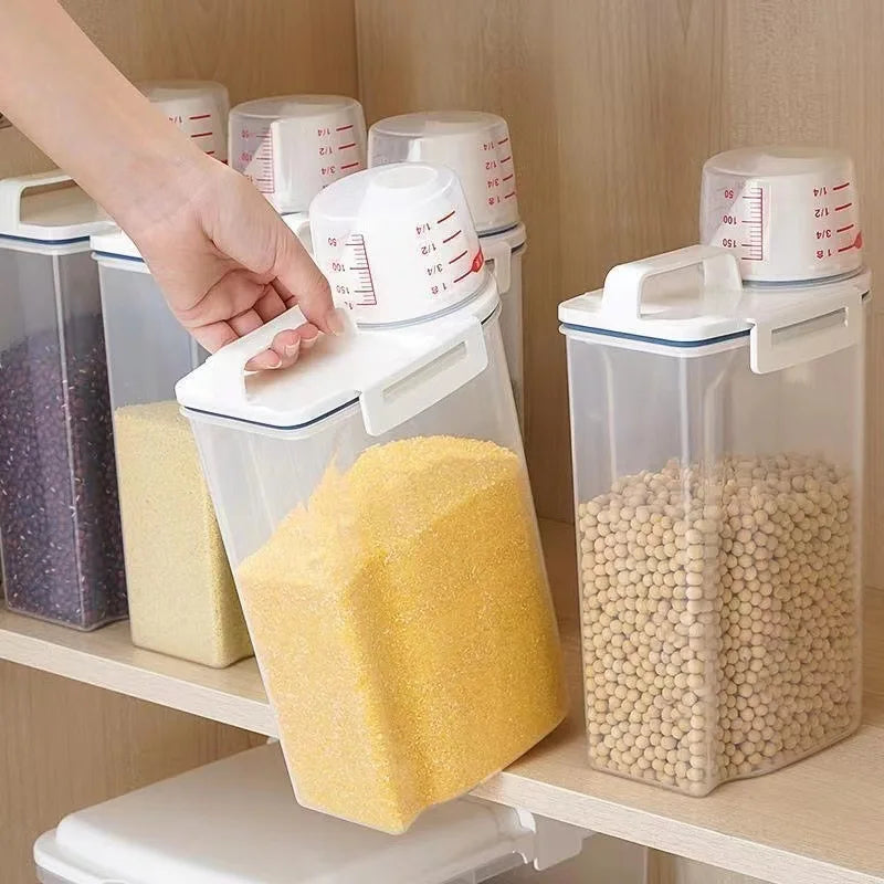 Container, 2kg Storage Container, Rice Storage Container, Dog Food, Cereal Containers, Storage Containers,  with Measuring Cup for Dry Food, Cereal and Flour