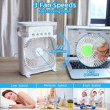 10 inche Portable Air Conditioner Fan: USB Electric Fan with LED Night Light, Fine Mist Water, and Humidifier Function | Led Night Light Water Mist (Random Color)