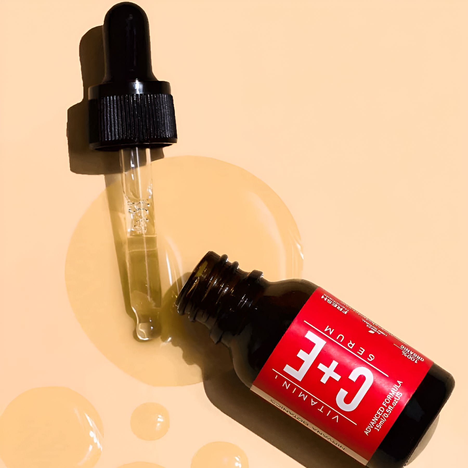 Nirvana Botanics Vitamin C + E Serum - 15ml | ANTI ACNE &amp; GLOWING SERUM VITAMIN C + E