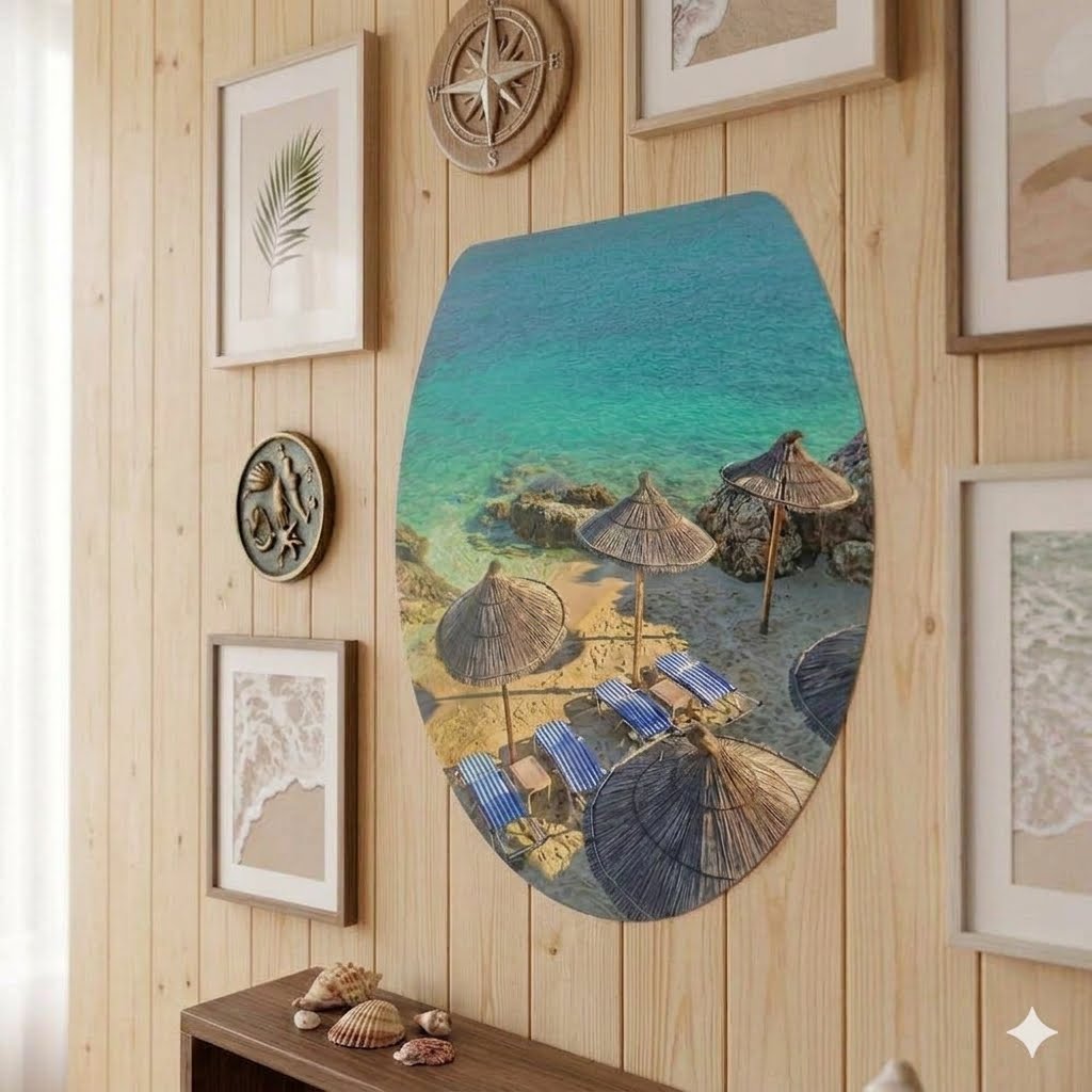 Beach Paradise Wall Sticker – Tropical Ocean View Decal jm917 size 33x37cm