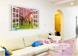 Wall Sticker ay9234e romantic sunset landscape cherry tree 3d fake window stickers wall decor wall stickers for kids rooms