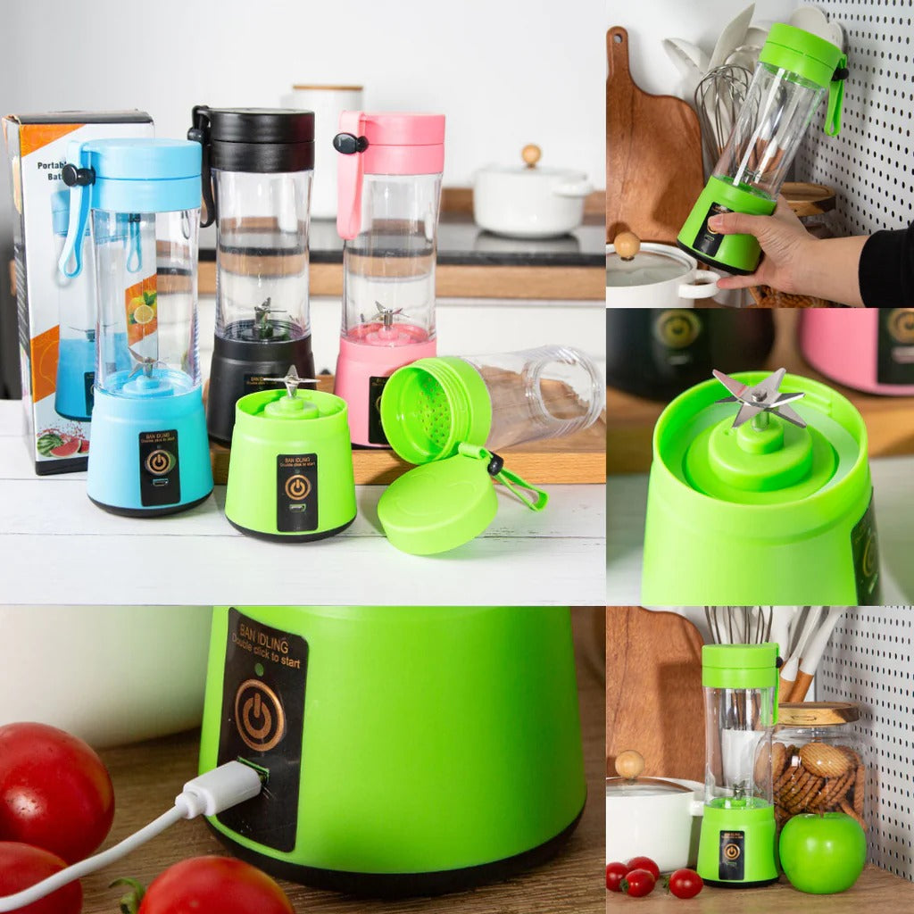 hand juicer  maker fruit blender usb blender   kitchen mixer kitche-6-Blade Portable Home USB Rechargeable Electric Fruit Extractor Juice Blender  Machine(random color)