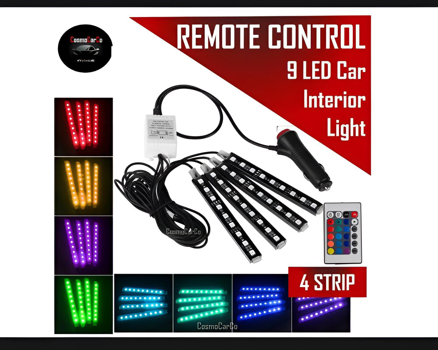 Interior light Remote control 36 led RGB LIGHT strip Without button for bike/car/jeeb and all vehicles (with remote)