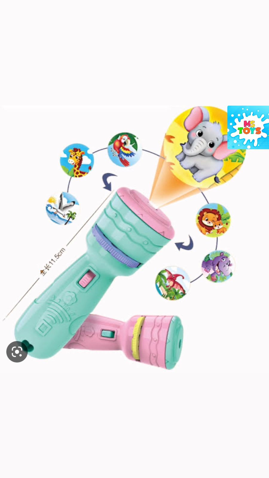 Baby Projector Torch 3 Cards Cartoon Projection Flashlight  Children Early Education Toy (random color )