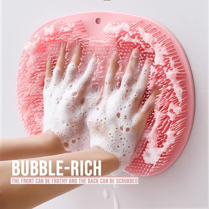 Shower Foot &amp; Back Scrubber Mat, Wall Stick Suction Silicone Bathroom Scrubber (Random color)