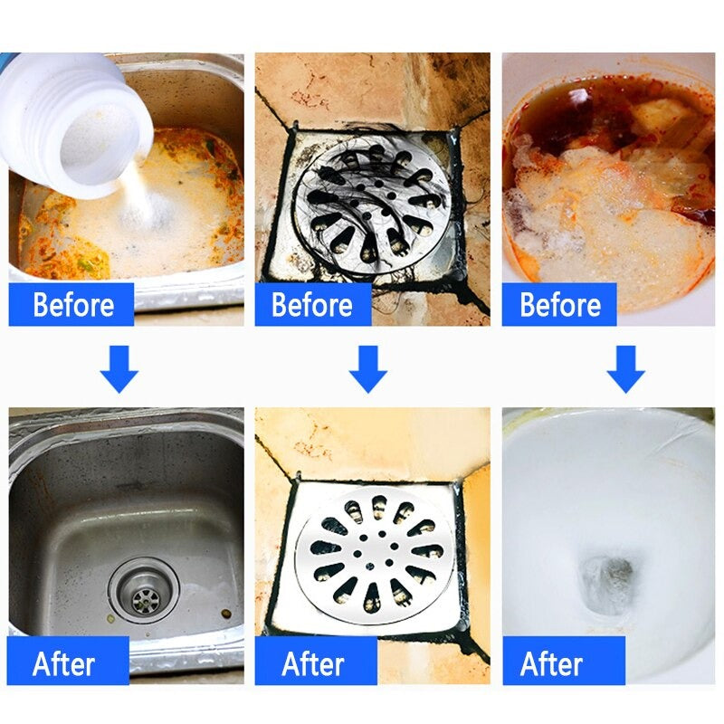 Powerful Toilet &amp; Sink Clog Remover Drain Cleaner Powder, Pipe Quick Foaming Pipeline Dredger Toilet Clogging Dredging Powder, Drain Pipe Dec-logger Pipeline Dredger - (100g)