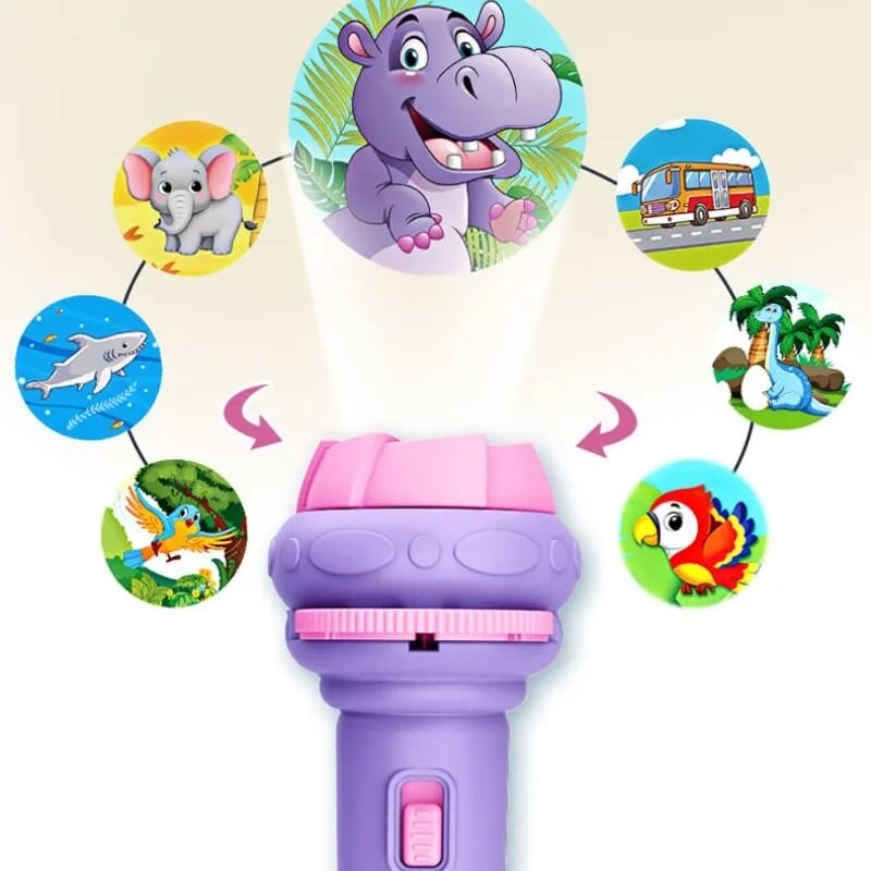 Baby Projector Torch 3 Cards Cartoon Projection Flashlight  Children Early Education Toy (random color )