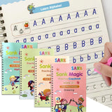 Pack of 4 Sank Magic book Practice |  Tracing Handwriting First Pre-school Baby Learning Books for Kids (Books + Magic Pen with 10 Ink Refills)