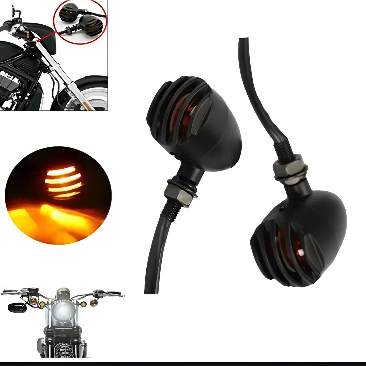 Pair Of 05 - Grill Indicators Yellow Led For Bikes ( 20pcs )