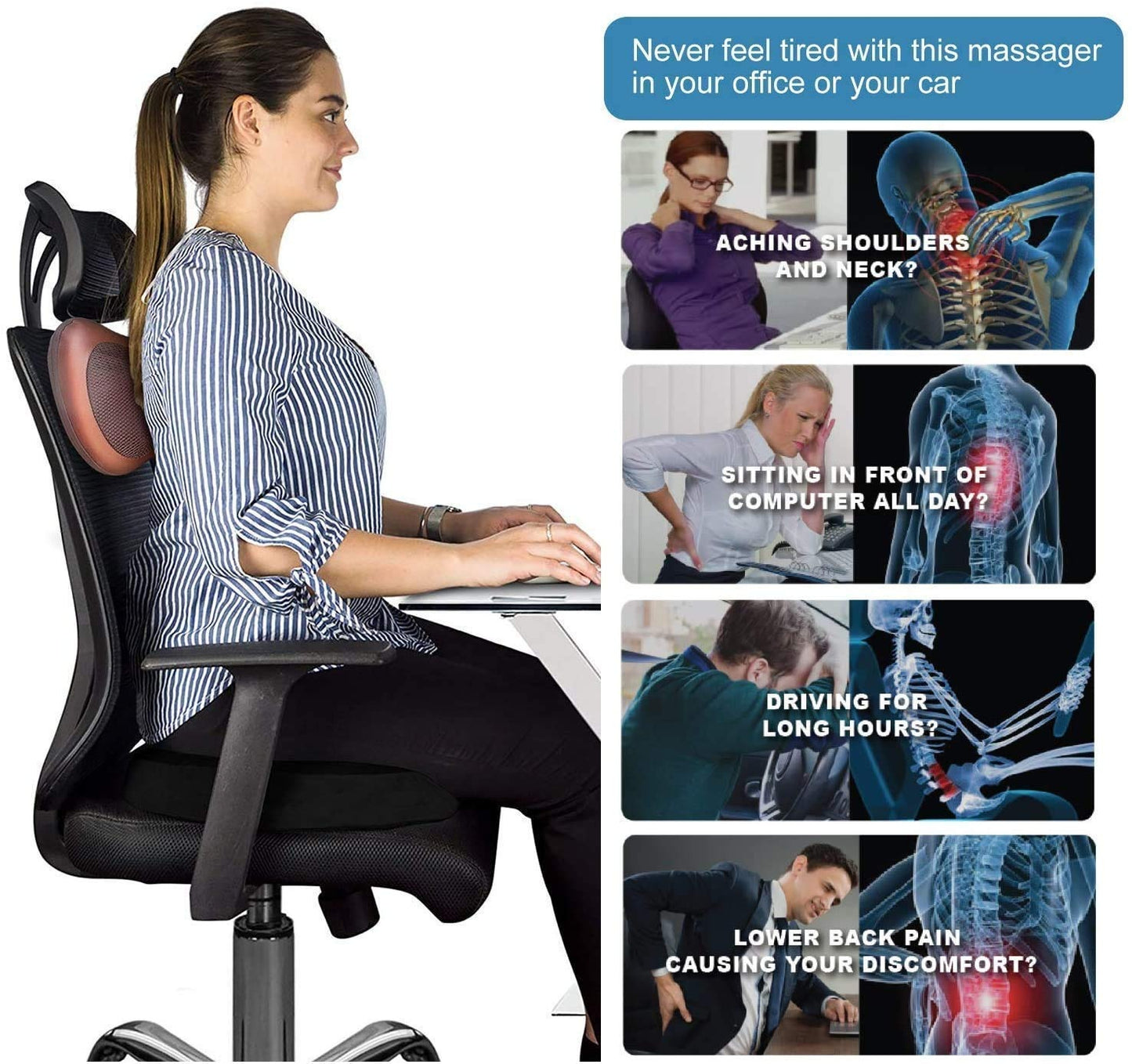 Car Head Massage Pillow Relax Vibrator Electric Shoulder Back Heating Kneading Infrared therapy shiatsu Neck Massager