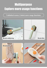 Multi-purpose Shoe Brush Soft Bristle Automatic Liquid Long Handle Cleaning Brush Clothes Board Brush Household Cleaning Tools(random color)