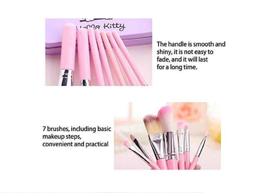 hello Kitty Set of 7 Pieces Complete Makeup Mini Brush Kit with a Storage  Box