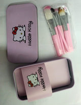 hello Kitty Set of 7 Pieces Complete Makeup Mini Brush Kit with a Storage  Box