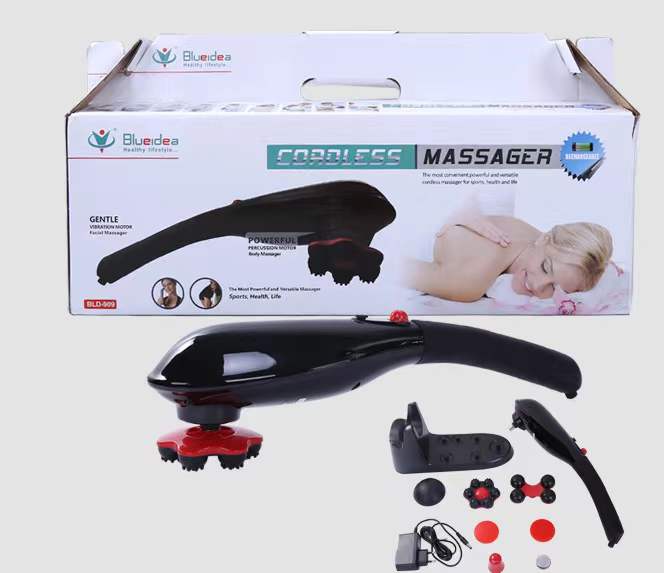 Blue idea Rechargeable Cordless Massager with different heads | Deep Massager for Muscles Neck Cordless Electric Body Massager