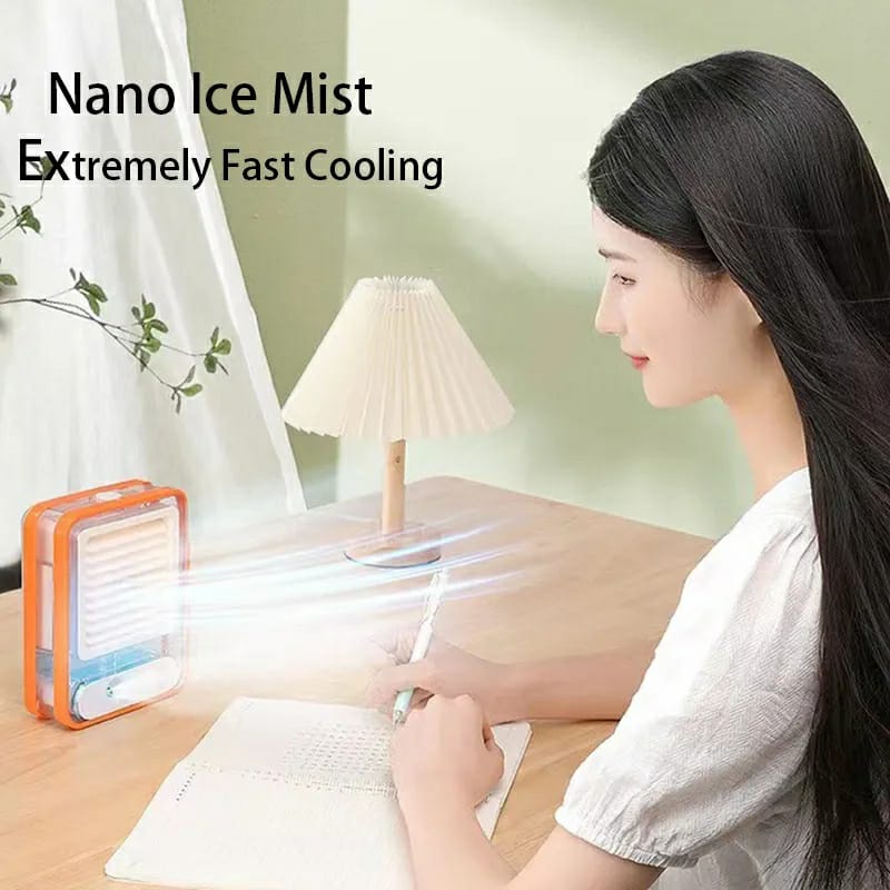 Portable Desktop Air Conditioner USB Mini Air Cooler Fan Water Cooling Fan with 3 Speed Spray Humidifier Purifier for Car Home Rechargeable (random color)