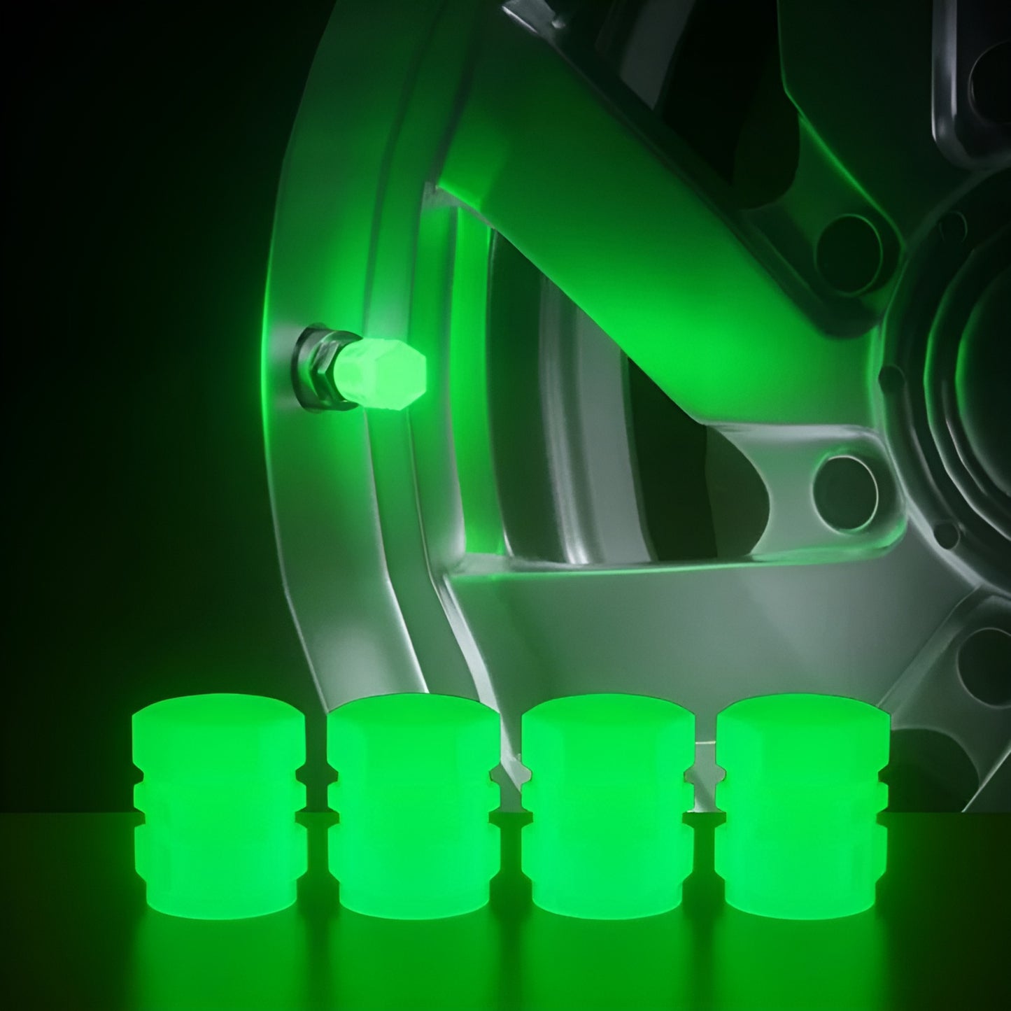 Luminous Valve Motorcycle Bicycle Bike Car Wheel Tyre Hub Cap Fluorescent Night Glowing Luminous Valve Stem Caps Decor - 2 Pcs, Red