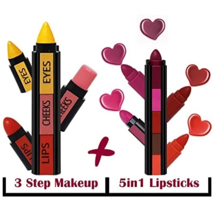 3 in 1  HUDA  Beauty  Professional  Eyes Cheeks Lips (Lipsticks)
