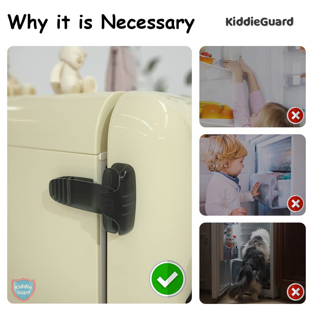Black transparent refrigerator lock | Child Safety Fridge Lock | Baby Safety Refrigerator Freezer Door Lock, Toddler Kid Safety Latch Catch Lock, No Tools Need Or Drill