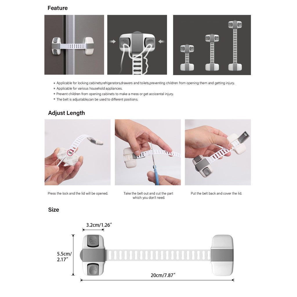 Adjustable Multi purpose lock Child Safety Cabinet Lock Protector Drawer Door Cabinet Lock Plastic Protection Kids Safety Door Lock