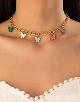 Elegant Multi Color Butterfly Chain Material Alloy /Beautiful Chain Necklace with Butterfly charms (Random Colors)