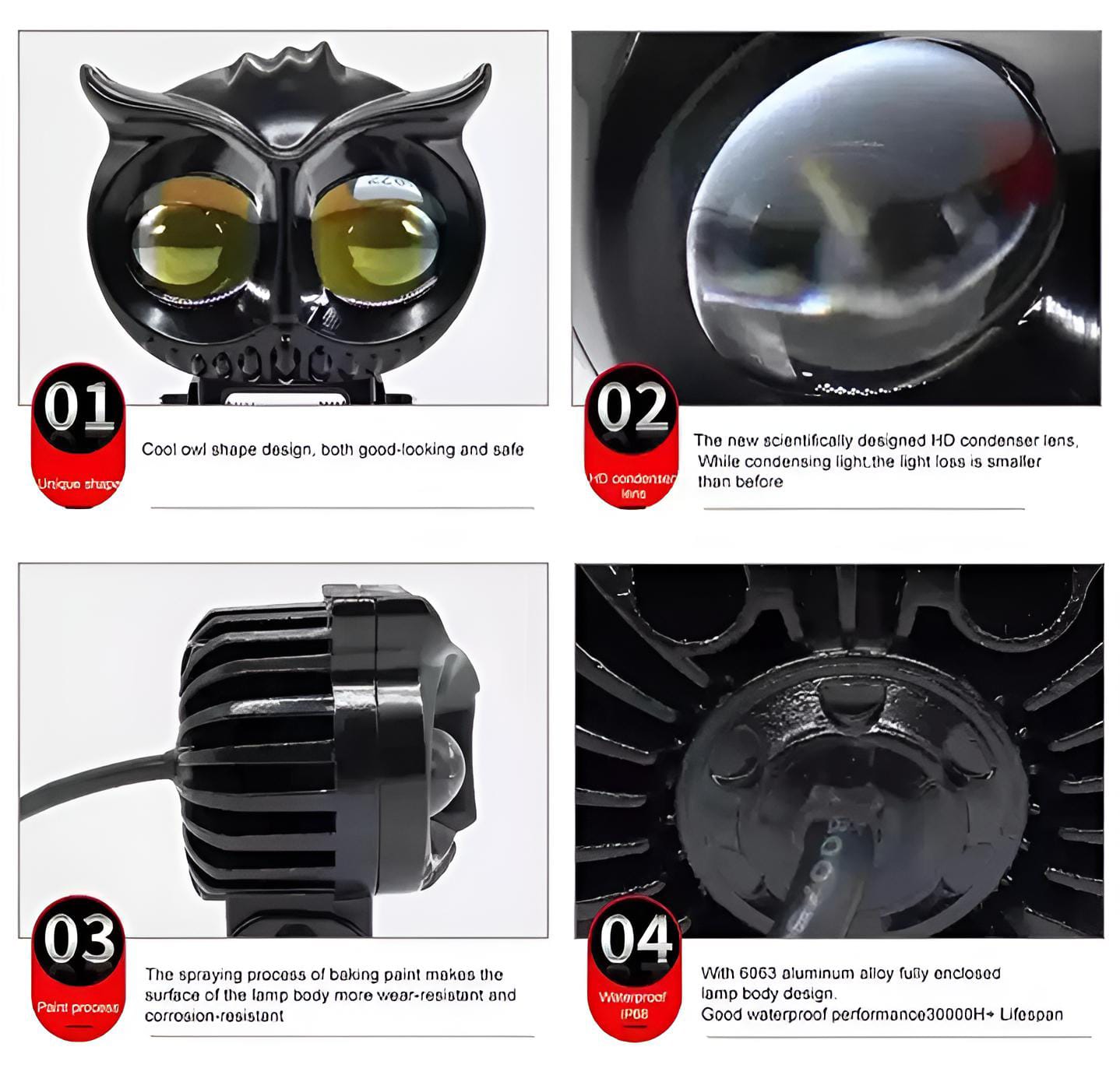 OWL Shape Fog Flash light Low &amp; High Beam Owl Metal Body Spot Light for All Cars And Bikes (1pc)