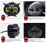 OWL Shape Fog Yellow-White &amp; Flash light Low &amp; High Beam Owl Plastic Body Spot Light for All Cars And Bikes 9V-60V 40W