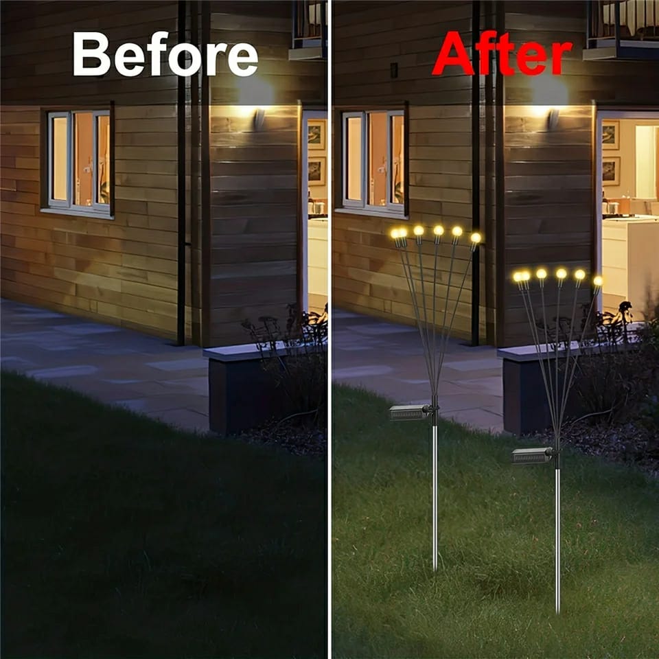 10 Lights - LED Solar Powered Firefly Light Outdoor Waterproof Solar Garden Light Decorative Swaying Wind Dancing Solar Lamp