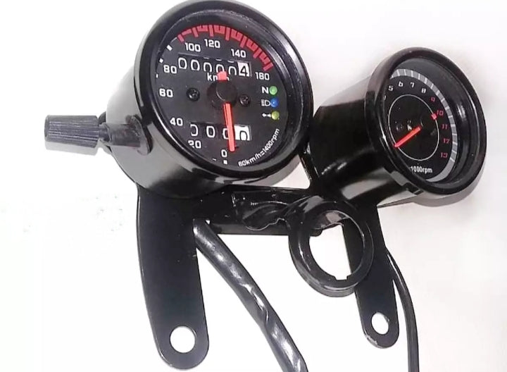 Cafe racer style double meter imported product for motorcycle (Color black)