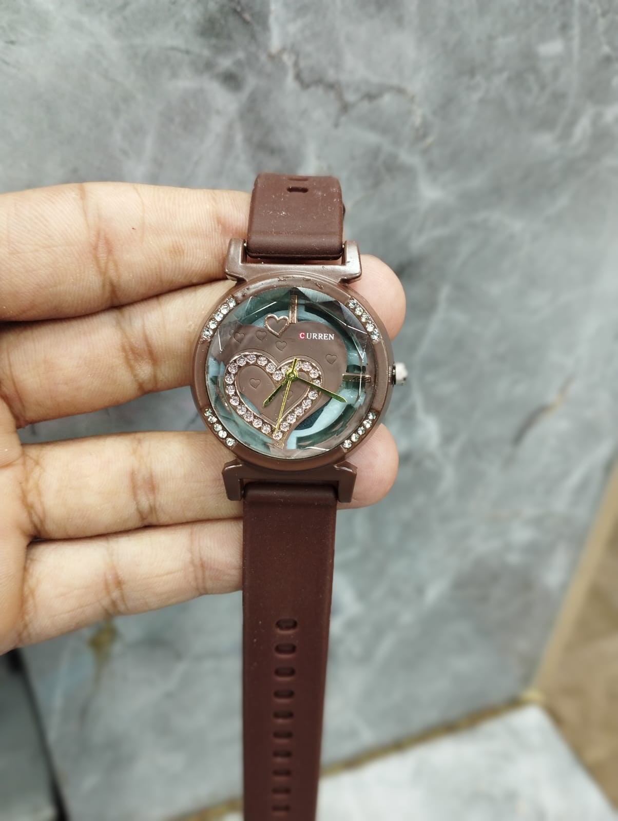 Curren Rubbar Belt Ladies Watch Model Heart - Without Box - Black