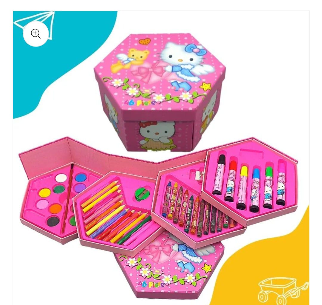 46 Pcs Painting colour kit for kids, fun Disney/Cartoon character art set(random design color)
