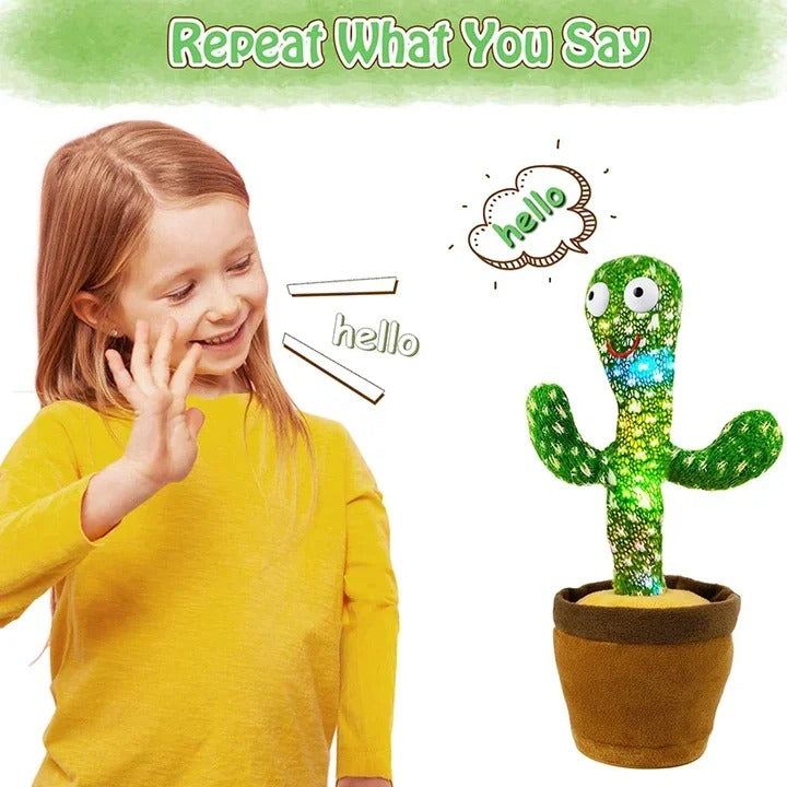 Interactive Dancing Cactus Toy – Singing, Talking, Voice Recording Plush with USB Rechargeable Function – Fun Educational Gift for Babies and Kids (Ages 6 Months &amp; Up) - Rechargeable &amp; With Box