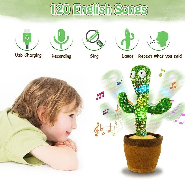 DANCING CACTUS TOY with mufler hat (RECHARGEABLE) (with box)