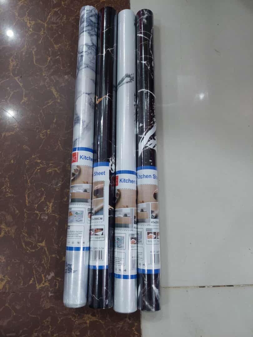 Deal (pack of 2 )Self Adhesive Sheet for Kitchen / Waterproof Anti Oil &amp; Heat Resistant Wallpaper Sheet (Black and white)Size 45×200