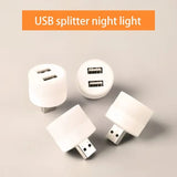 Portable USB Night Light Splitter with 2 Ports for Laptop,PC and CHARGING