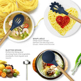 12 Pcs Silicone Cooking Utensils Kitchen Utensil Set | Heat Resistant Kitchen Non toxic Spatula Set with Turner Tongs,Spoon,Brush,Whisk-Wooden Handle - Random Color
