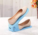 Pack of 2 Double Layer Adjustable Shoe Bracket Storage Shoe Rack | 2 In 1 Foldable Shoe Holder Space Saving (Random color)