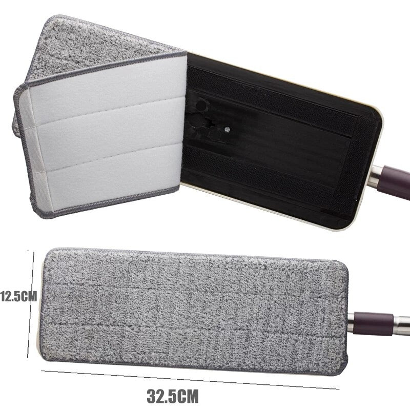 Pack of 2 Washable Durable Replacement Microfiber Pads Dust Push Mop Cloth for Flat Squeeze Mop 33X12CM