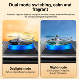 Solar Powered Rotating Helicopter Car Aromatherapy Air Freshener Alloy ABS Wood Fragrance Auto Aroma Diffuser (Random Color)